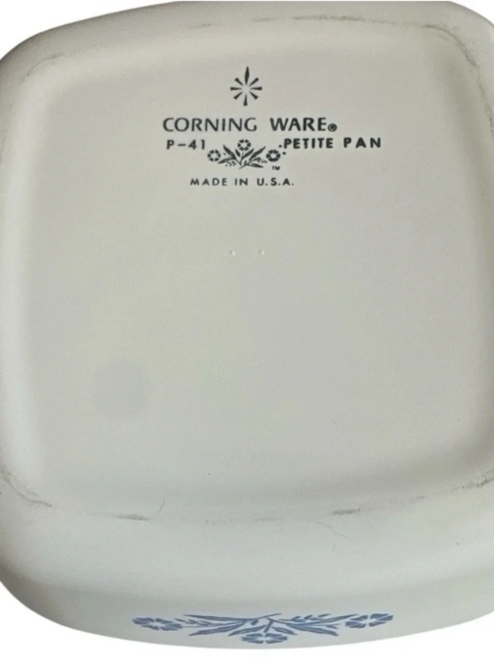 Corningware White Petite Pan with Blue Floral Motif